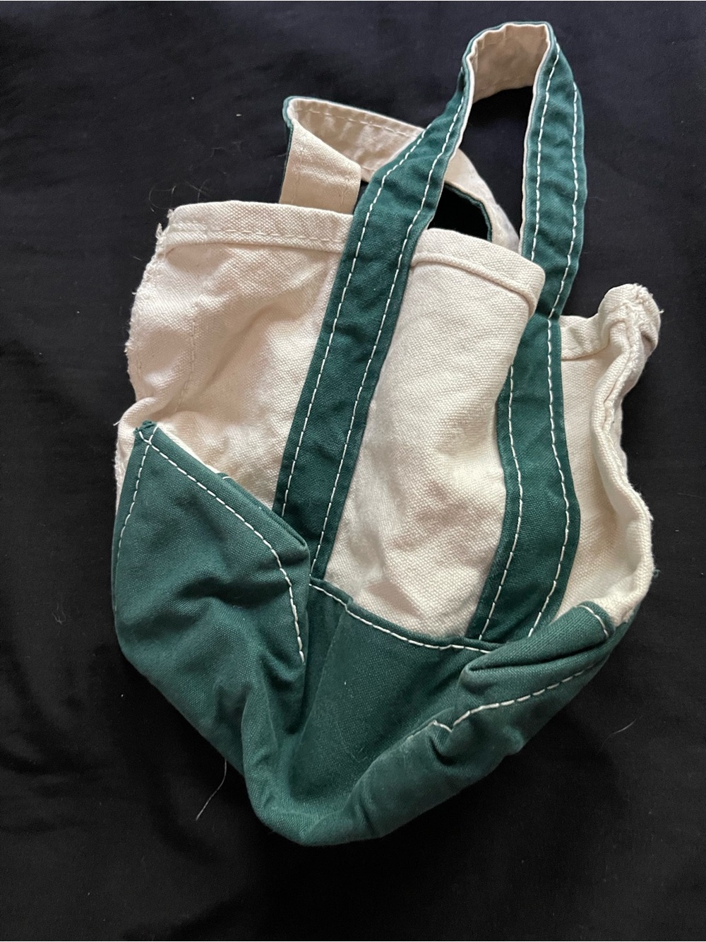 L.L. Bean Natural Canvas Tote with Dark Green Trim Boat And Tote - Picture 3 of 4